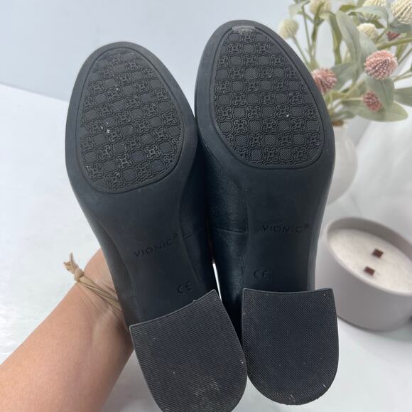 Vionic Carmel Leather Slip On Chunky Heel Pump Black Women's 7M Light Wear - Picture 9 of 10